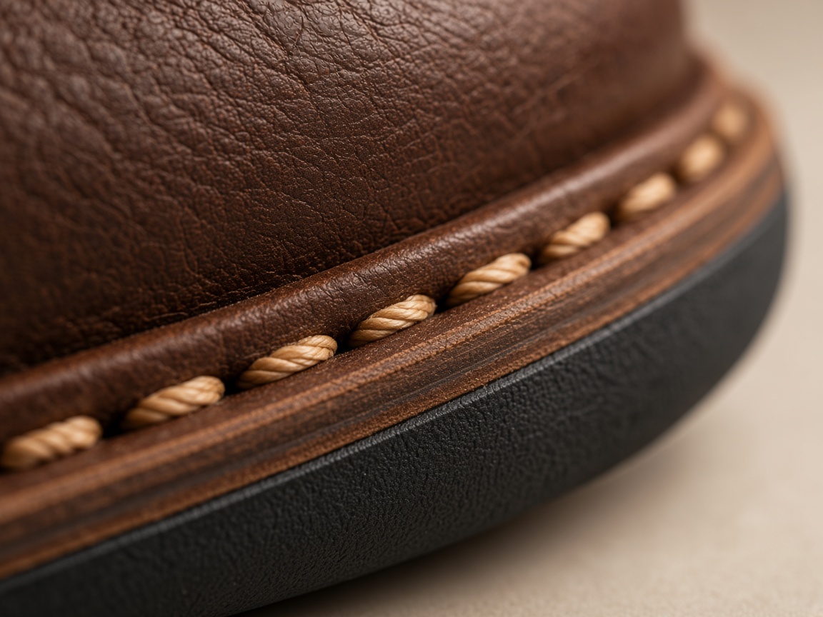 Full-grain leather and hand stitching